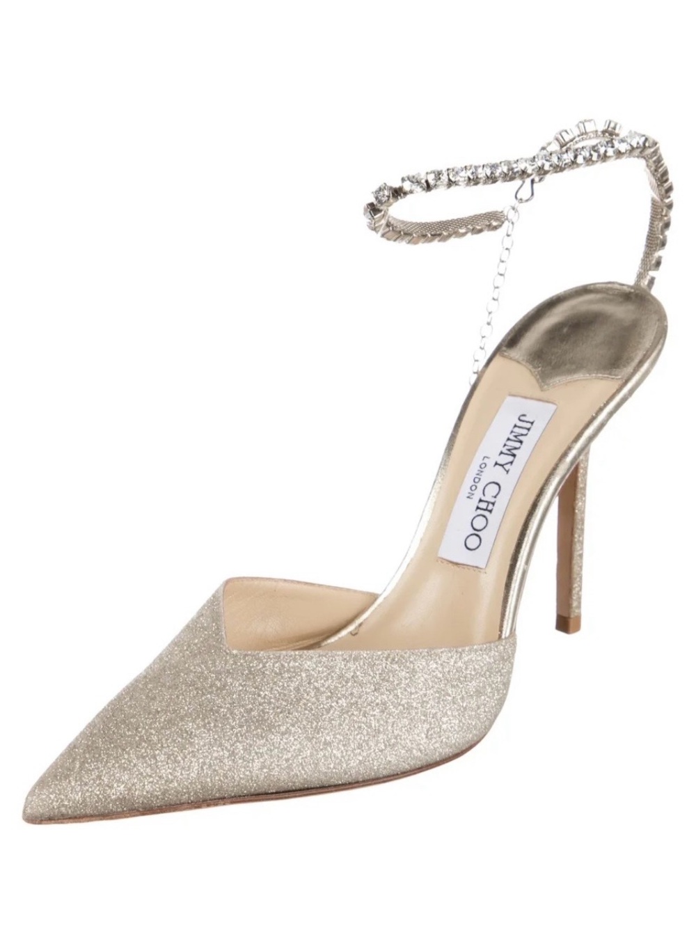 Jimmy Choo Glitter Chain-Link Accents Pumps